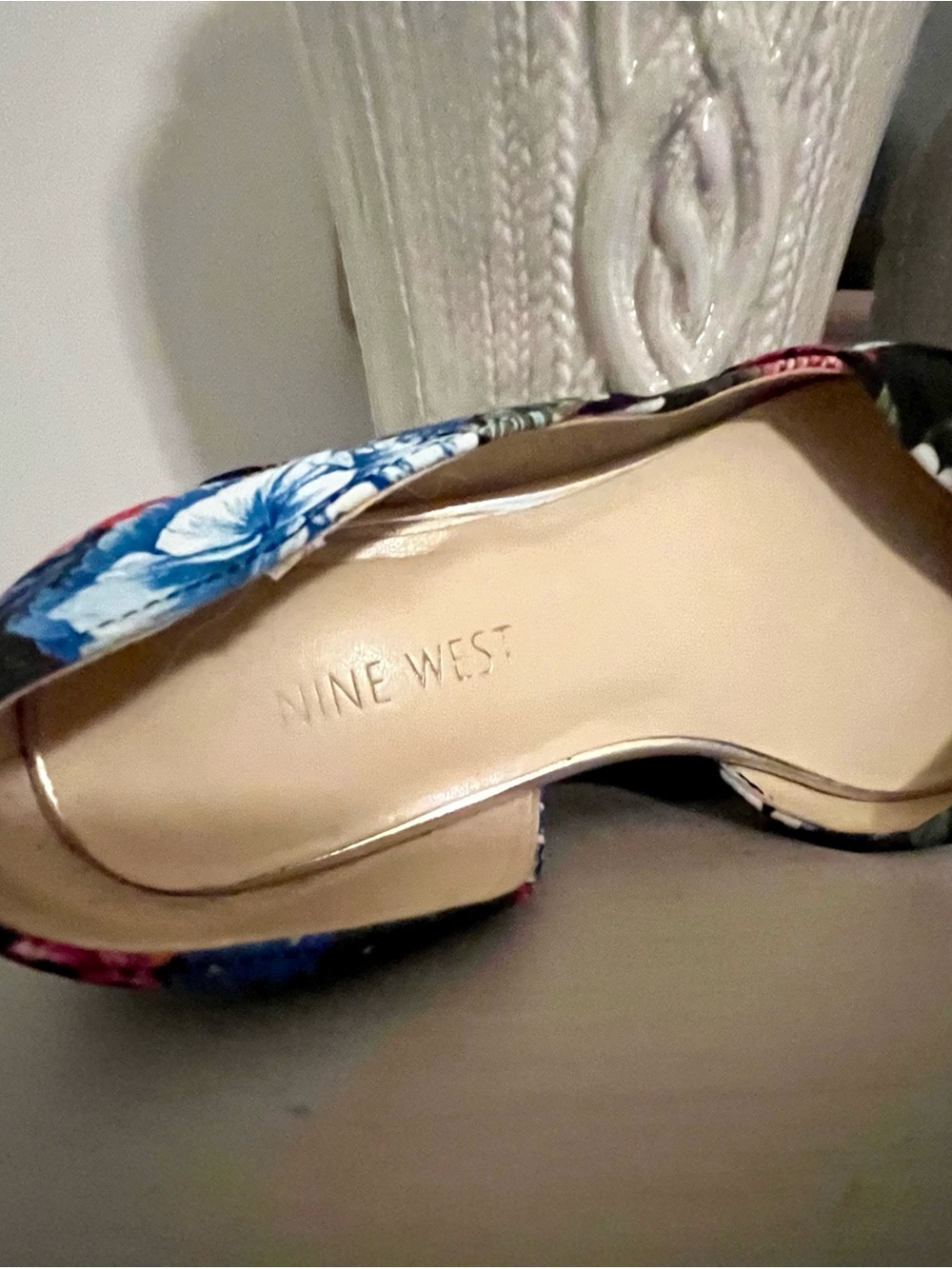 Nine West Black Floral Pointed-Toe D'Orsay Flats - Picture 3 of 4